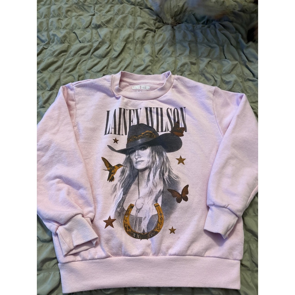 Lainey Wilson Kids Pink Graphic Sweatshirt Country Music Western Size M 7/8